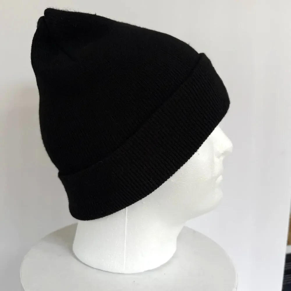 The North Face Logo Box Cuffed Beanie Black Knit Winter Ski Snowboard Hat Unisex